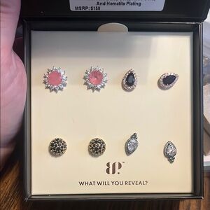 Elegant Pink and Black Earring Set